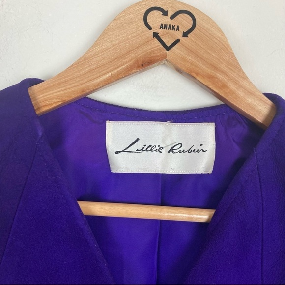 Vintage 70s Lillie Rubin purple suede double breasted mod mini dress. - Picture 3 of 8